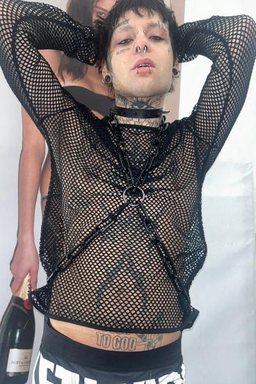 Mesh Longsleeve Black Loose Fit