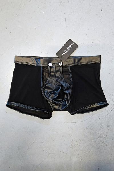 Leather-Look Mesh Panel Shorts